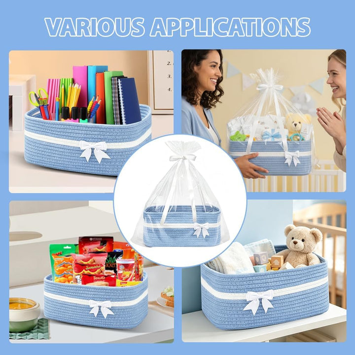 RNPKZ Geschenkkorb Leer Gross, 34x25x15 cm Aufbewahrungskorb mit Geschenktüten & Geschenkschleife, P