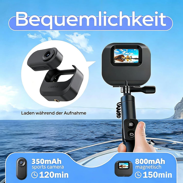 Mini Action Cam 1080P,Action Camera,Tragbare Kamera mit 360° Drehbarem Clip und Magnetclip,Mini K-Am