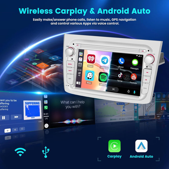 Hikity Android 15 Autoradio für Alfa Romeo MiTo 2008-2016 7 Zoll CarPlay | 2G+64G, ASP, Wireless Car