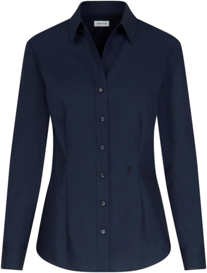 Seidensticker Damen Bluse - City Bluse - Hemdbluse - Slim Fit - Kurzarm - Uni - Stretch 32 Dunkelbla