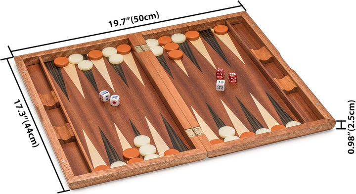 Yellow Mountain Imports Backgammon-Spiel-Set mit Holzeinlagen - Cascadia - mit Acryl-Spielsteinen &