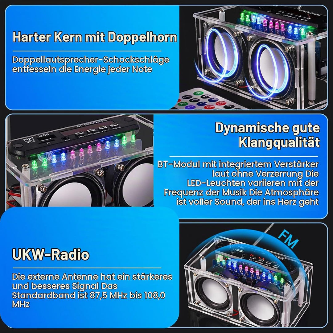 Heemol Elektronik Löt Bausatz Radio Mini Verstärker,87.5-108MHZ DIY Kit Verstärker Bluetooth Lautspr