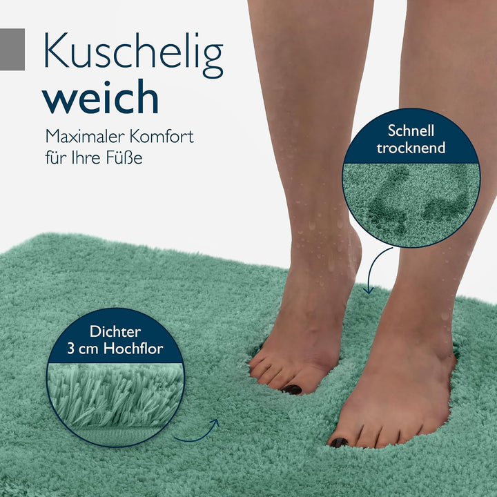 Beautissu Badematte rutschfest 100x60 cm – Duschvorleger Hochflor Badteppich rutschfest Waschbar Sha