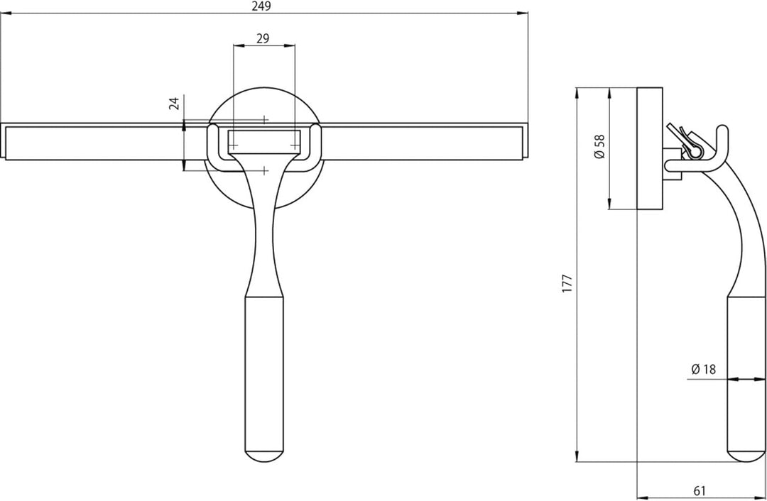 Emco SYSTEM2 Duschwischer mit Halterung, Duschabzieher aus Metall zur Wandmontage, stilvoller Glasab