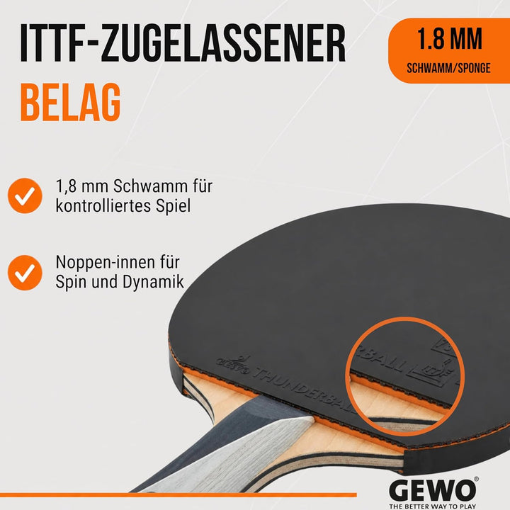 GEWO PS Blast Power Tischtennisschläger - ITTF genehmigter Profi-Tischtennisschläger, Allroundschläg