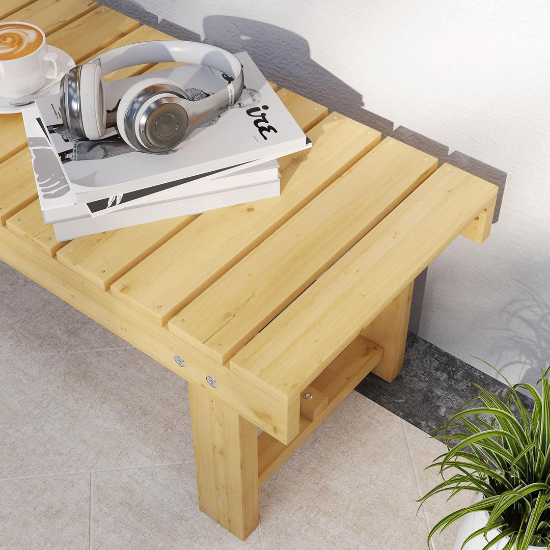 Outsunny Gartenbank, 2-Sitzer Sitzbank, Gartenmöbel, Rustikale Bank, Massivholz, Natur, 110 x 38 x 3