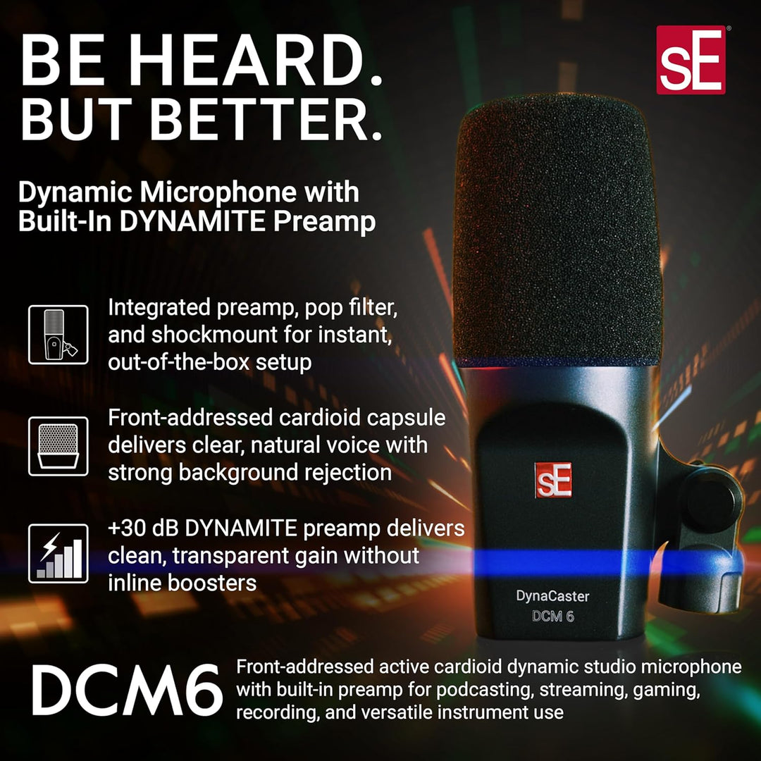 SE Electronics DCM6 Dynacaster DCM 6 Broadcast-Mikrofon, Schwarz