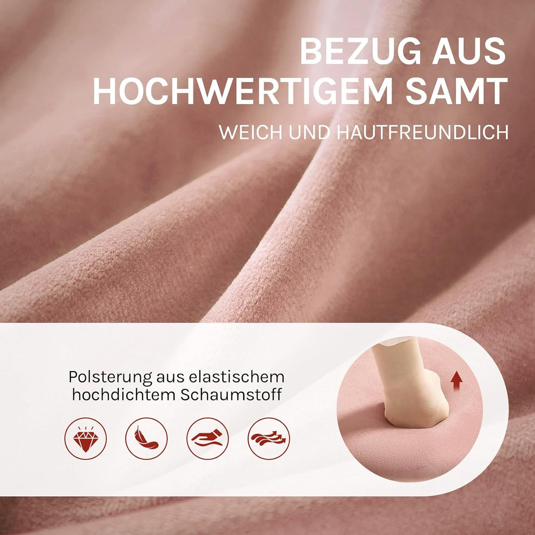 WOLTU Barhocker 2er Set, 60-80,5 cm Höhenverstellbar, Samt, Rosa | Ergonomischer Barstuhl, mit Fusss