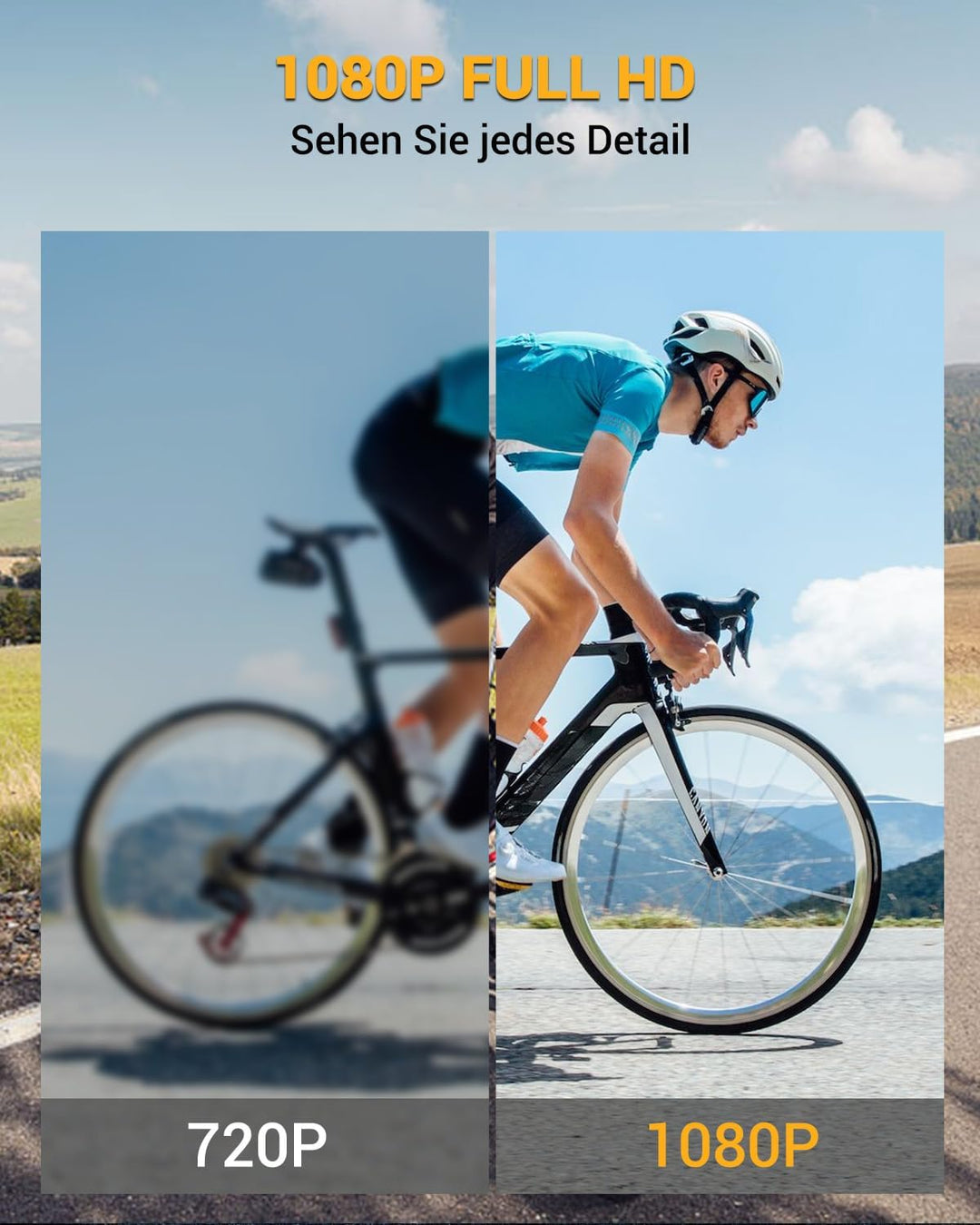WLAN Action Kameras 120°Weitwinkel Sportkamera Mini Action Cam 1080P HD Dashcam Fahrrad für Helm und