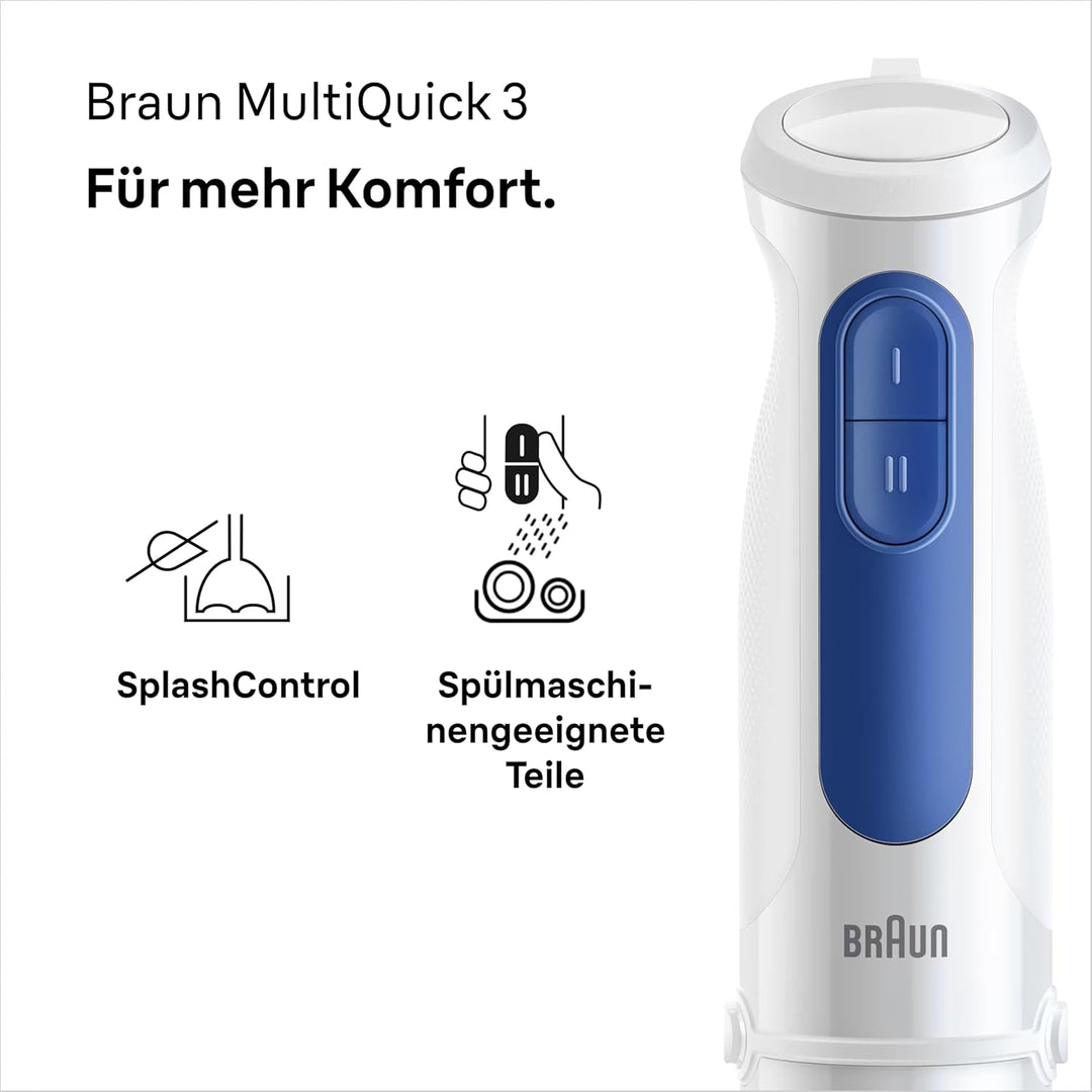 Braun Stabmixer MultiQuick 3 MQ30001M, PowerBell VPlus Technologie, 2 Geschwindigkeiten, EasyClick P