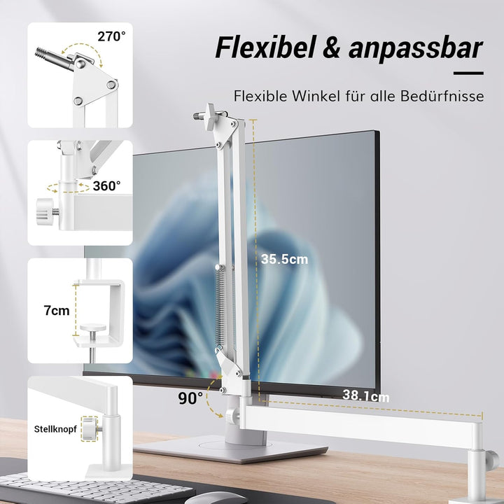 Mikrofon Arm Niedrig Profil, TONOR Low Profile Microphone Boom Arm Auf/Ab voll verstellbar für Gamin