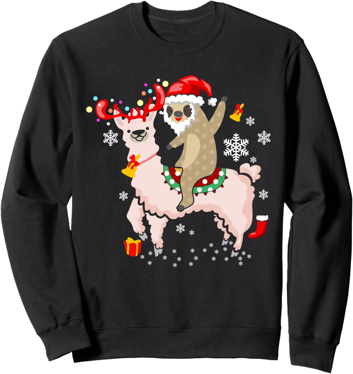 Faultier reitet Lama Rentier Weihnachten Sweatshirt