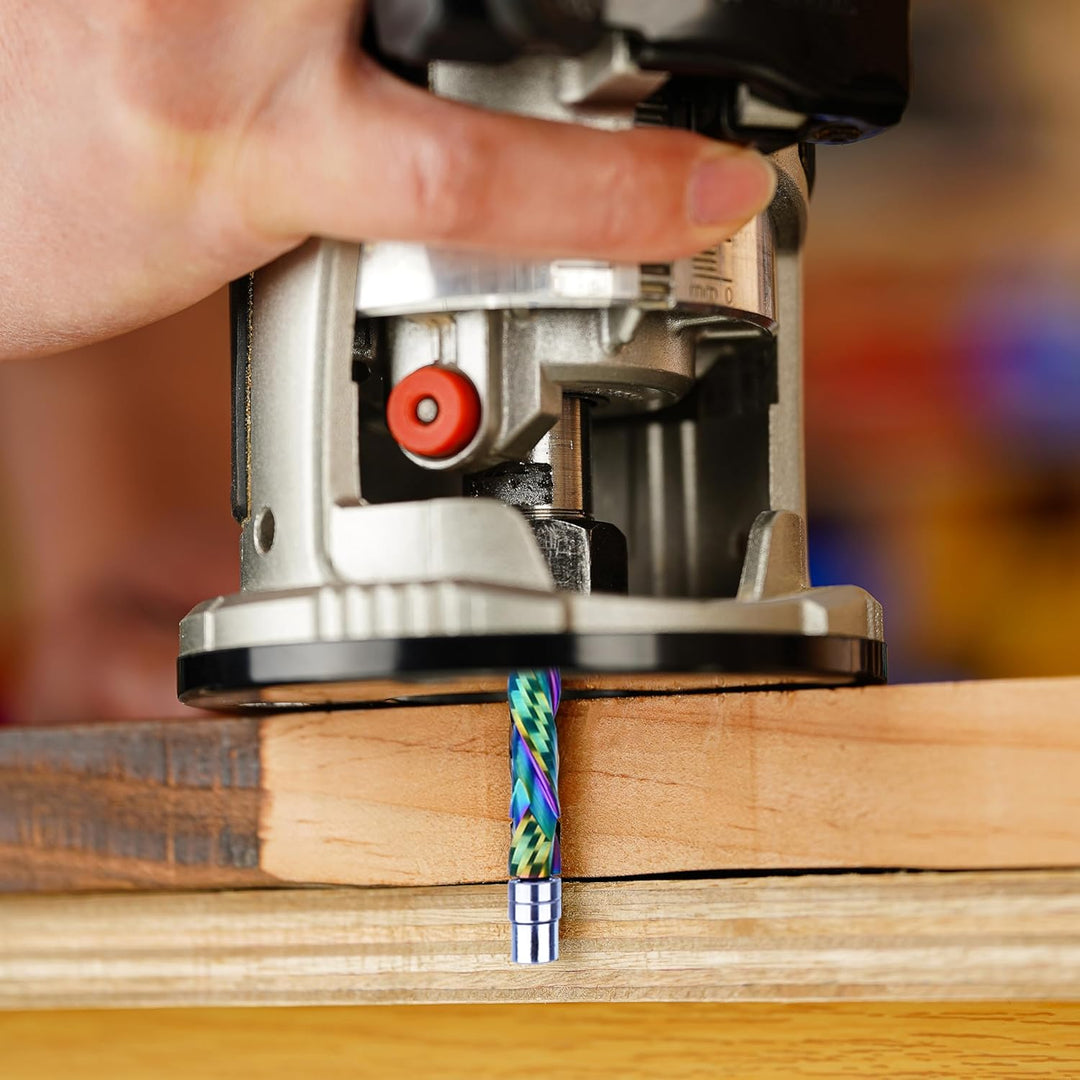 SpeTool Bündigfräser 8mm Schaft Spiralnutfräser Extra Lang Kopierfräser für Oberfräse Up&amp;Down Kompre