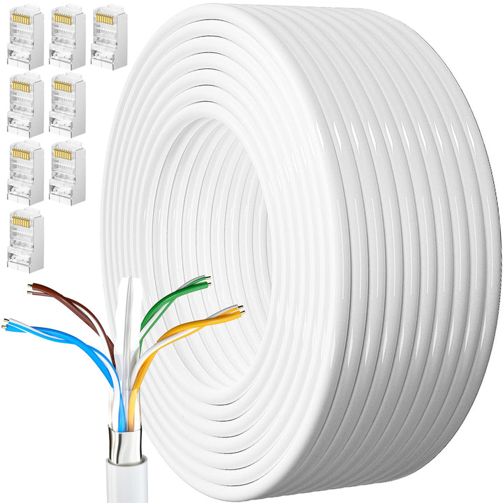 MEIPEK 40m Cat 6 Lan Kabel Netzwerkkabel Weiss Outdoor Verlegekabel Lange 40 Meter Aussenbereich Ins