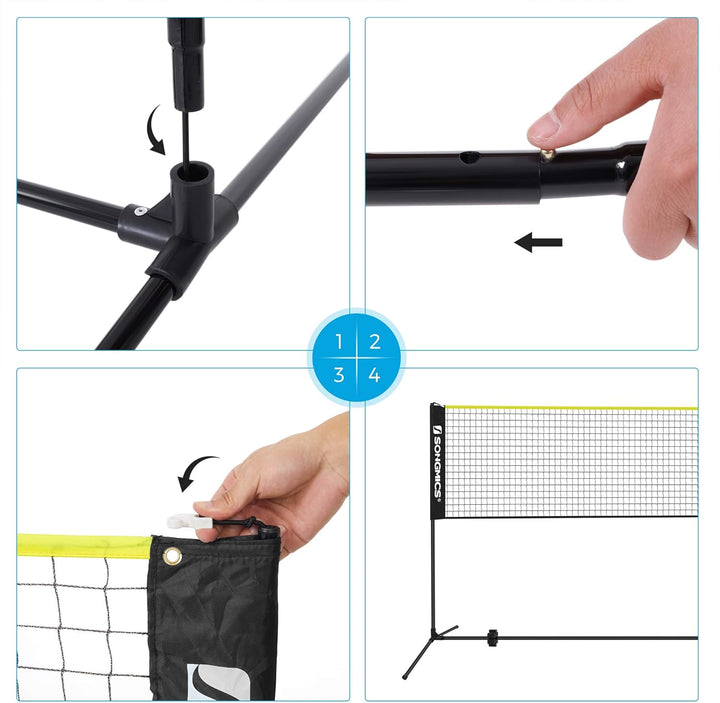 SONGMICS Badmintonnetz, faltbar, einfach zu montieren, leicht zu transportieren, höhenverstellbar (1