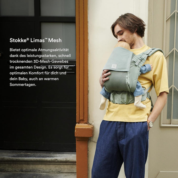 Stokke Limas Mesh, Glacier Green - Atmungsaktive Babytrage mit Hochleistungsstoffen - Sicher für Bab