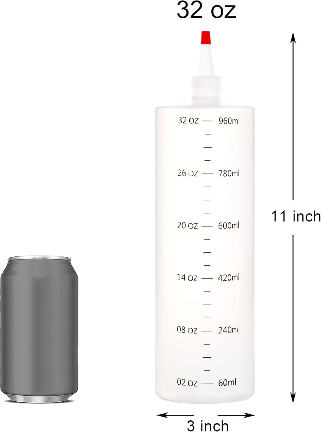 Youngever 4 Stück 1000ML Kunststoff Quetschflasche, Mehrweg Sossenflaschen Plastik, Squeeze Flasche,