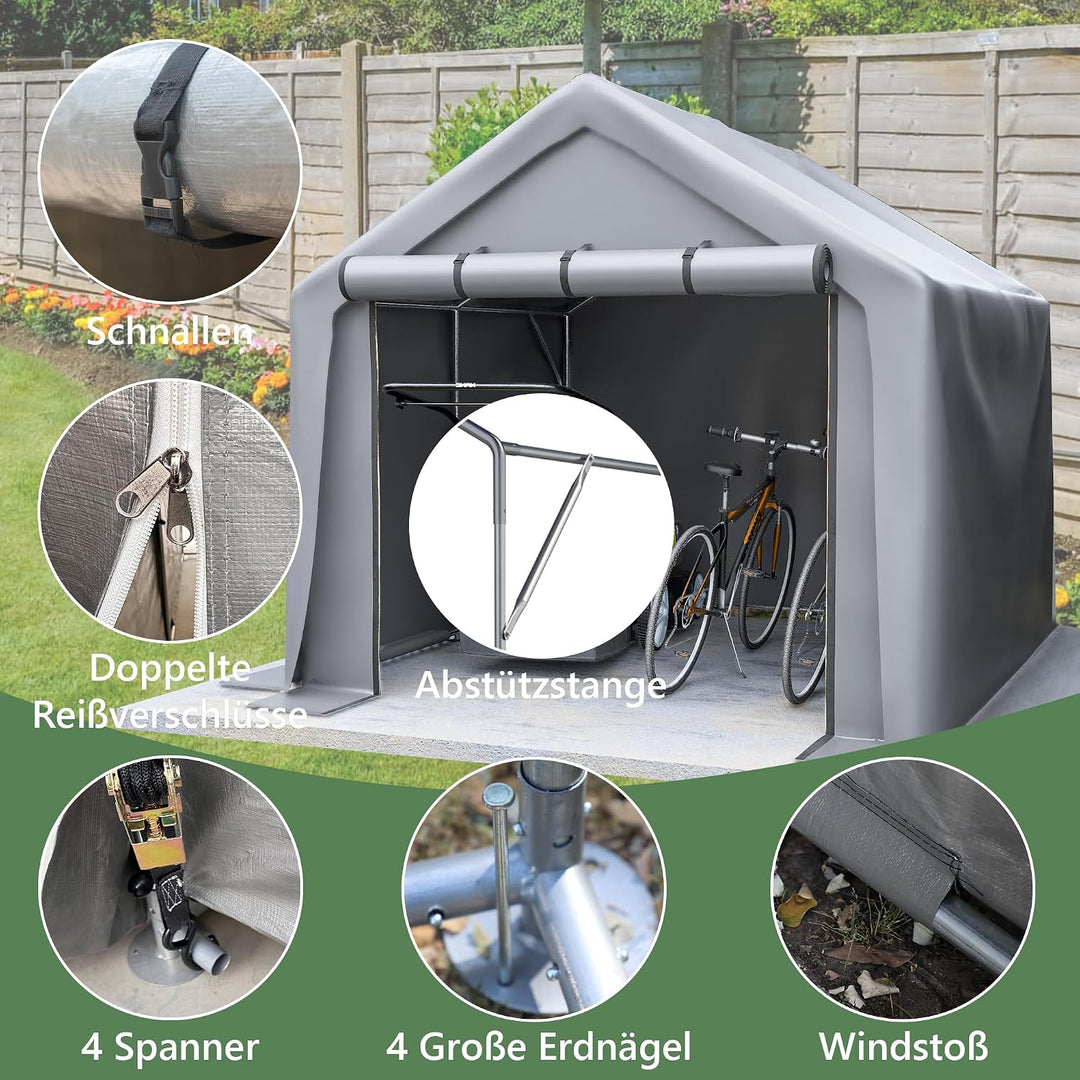 Ball & Cast Fahrradgarage, Motorrad Garage mit UV-Schutz PE-Dach | Motorradgarage, Zeltgarage Wetter