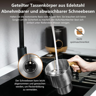 AMZCHEF 8-IN-1 Automatischer Milchaufschäumer 550 Watt，600ml Multifunktionaler Geteilter Milchaufsch