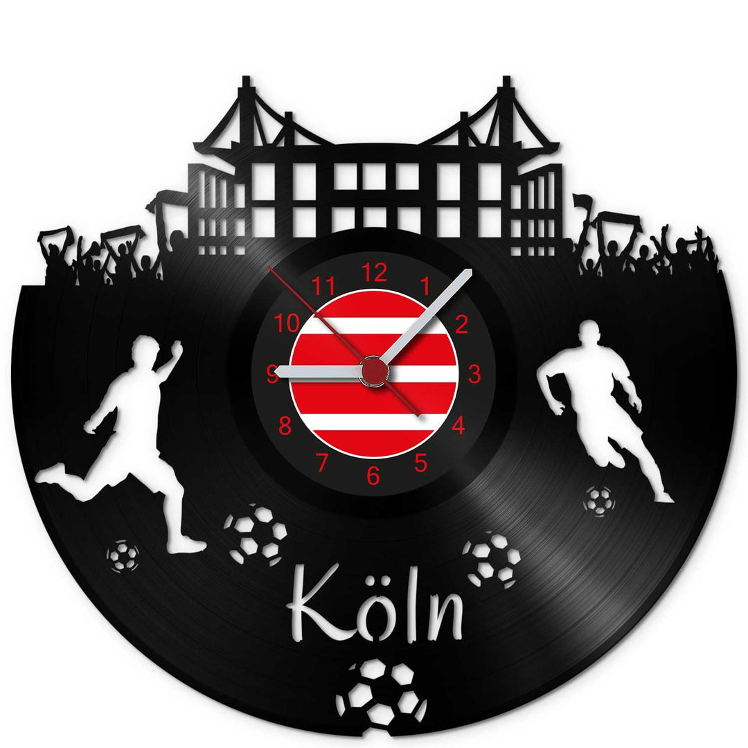 GRAVURZEILE Schallplattenuhr Köln - 100% Vereinsliebe - Upcycling Design Wanduhr aus Vinyl Made in G