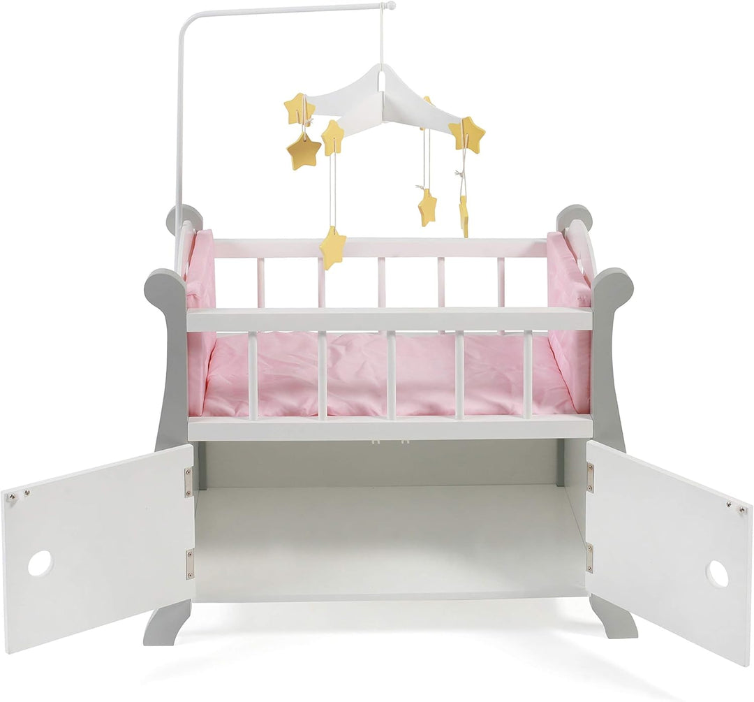 Bayer Chic 2000 - Puppenbett mit Mobile, Puppenmöbel, Puppenzubehör, Stars grau