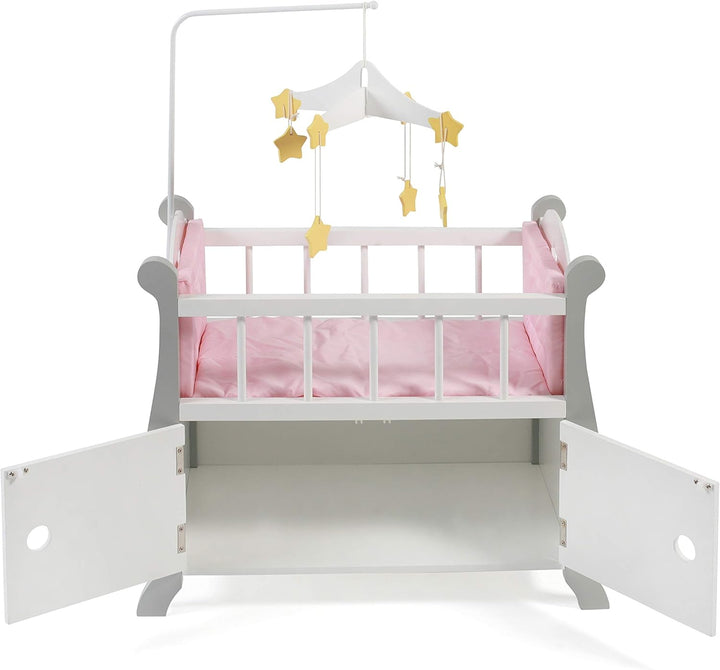 Bayer Chic 2000 - Puppenbett mit Mobile, Puppenmöbel, Puppenzubehör, Stars grau
