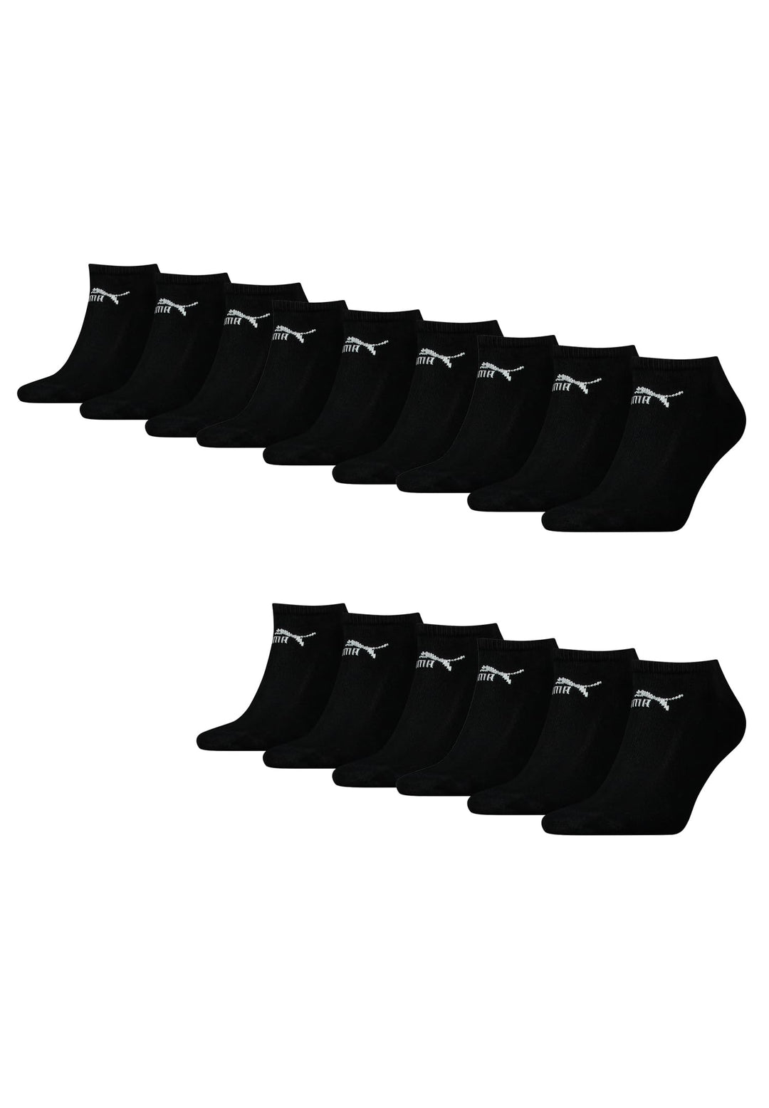 PUMA Unisex Sneaker Socken im Retro Design knöchelhoch für Damen Herren 15er Pack 35-38 200 - black,