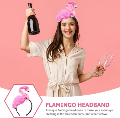 Amosfun 3 Stück Flamingo-Stirnband Flamingo-Kopfschmuck für Hawaii-Karneval Tropisches Party-Haar-Ac