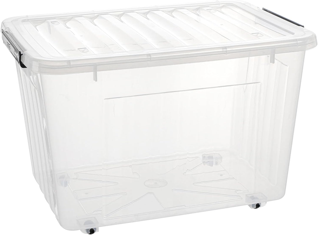 Cetomo,35L*4,4er-Pack, Aufbewahrungsbox mit deckel,Aufbewahrungsboxen, mit Clips, stapelbar, Wohnzim