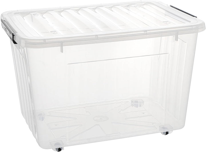 Cetomo,35L*4,4er-Pack, Aufbewahrungsbox mit deckel,Aufbewahrungsboxen, mit Clips, stapelbar, Wohnzim