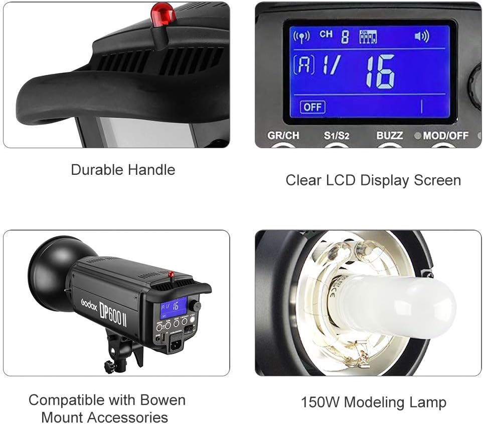 GODOX DP600II Studioblitz 600Ws Profi Blitzkopf Blitz Licht mit Einstelllicht GN80 Studio Strobe Bli