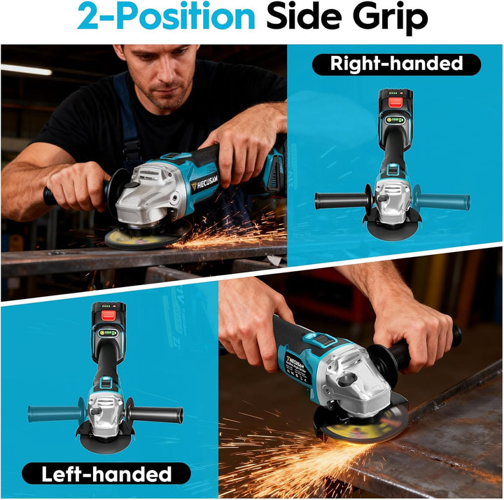Akku Winkelschleifer 125mm, Flex Akku Winkelschleifer Set mit 2x 4.0Ah Akku, 1200W Bürstenloser Moto