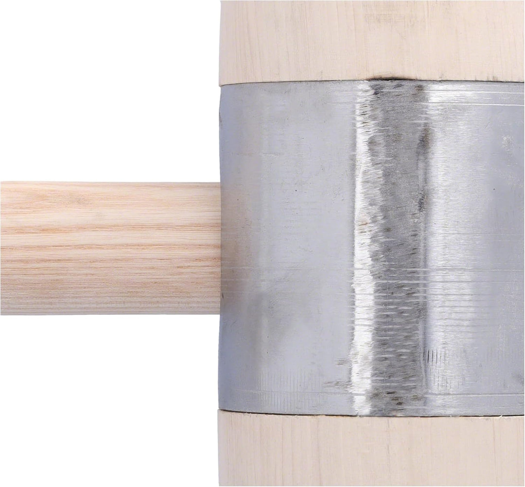 STUBAI HOLZHAMMER mit Metallmantel Ø 50 mm | robuster Holzhammer mit Weissbuchenkopf & Metallring |