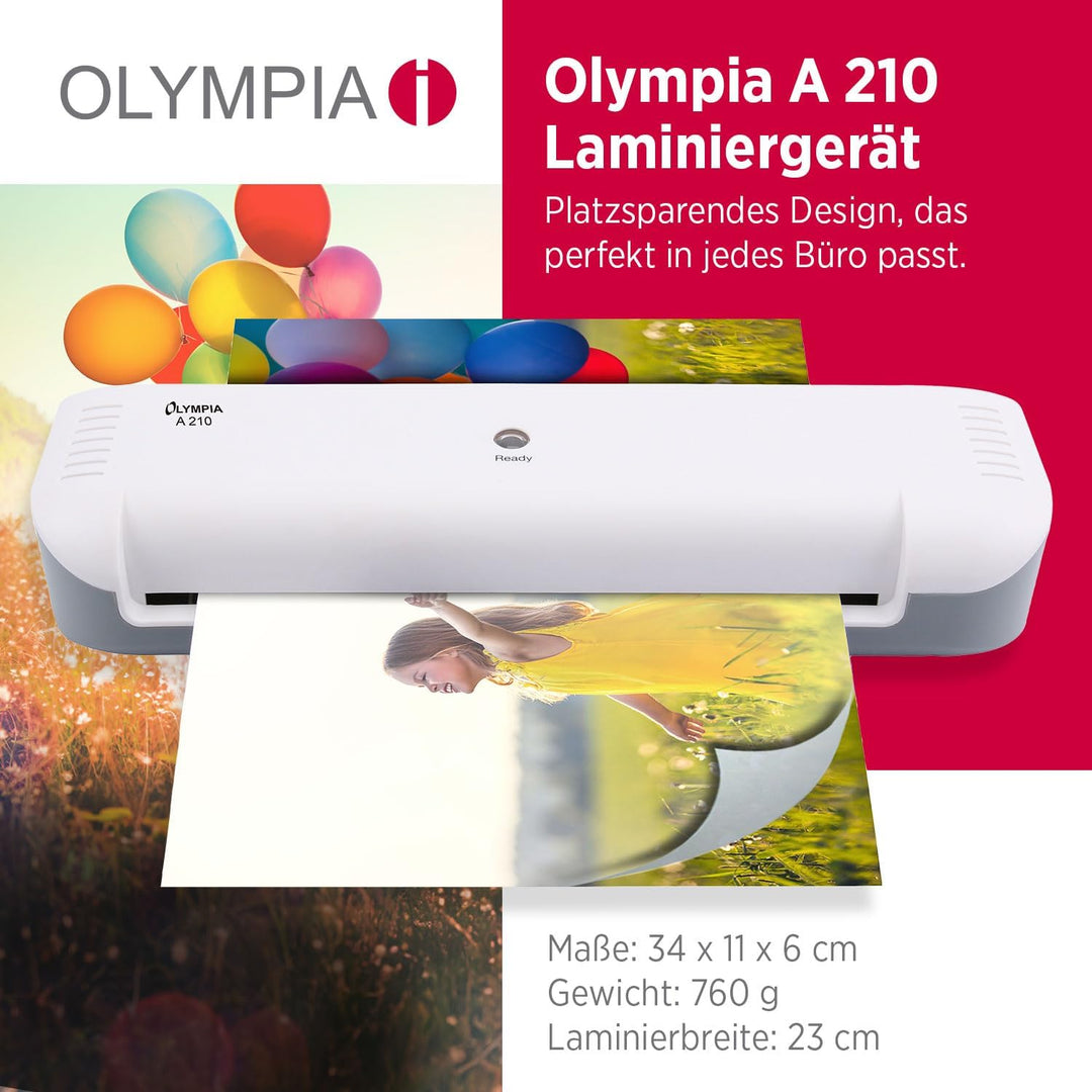 Olympia – Hochwertiges Laminiergerät A210 für DIN A4 | Sicherer Dokumentenschutz vor Schutz, Wasser