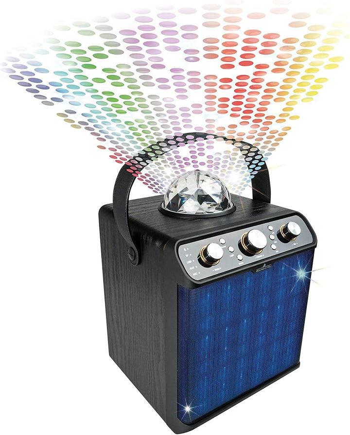 SCHWAIGER 661675 Tragbarer Party-Lautsprecher Party Box Discokugel Discolicht Karaoke Stereo Soundan
