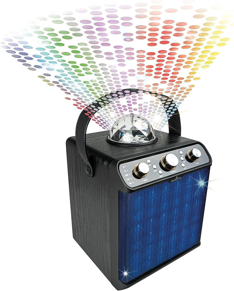 SCHWAIGER 661675 Tragbarer Party-Lautsprecher Party Box Discokugel Discolicht Karaoke Stereo Soundan