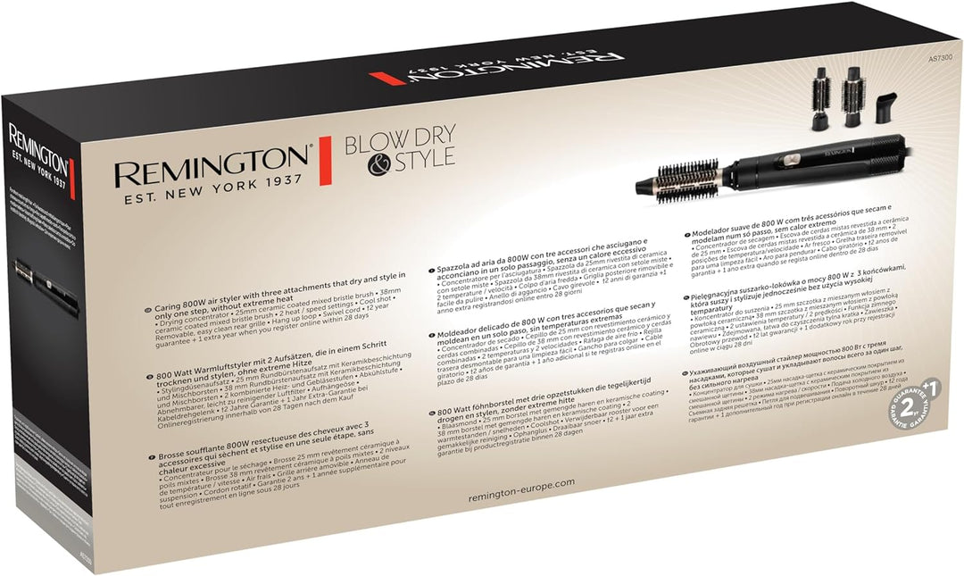 Remington Warmluftbürste [inkl. 3 Aufsätze: 25mm & 38mm Rundbürste, Stylingdüse] Blow Dry&Style (tro