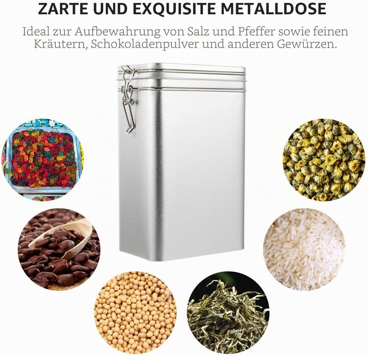Edelstahl Luftdichte Kaffeedose mit Aromaverschluss Rechteckiger Vintage Kaffeebehälter aus Lebensmi