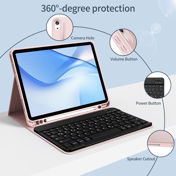 Hülle mit Tastatur für iPad Air 11 Zoll M4/M3/M2 (2026/2025/2024) &amp; 10,9 Zoll Air 5/4 Generation 202