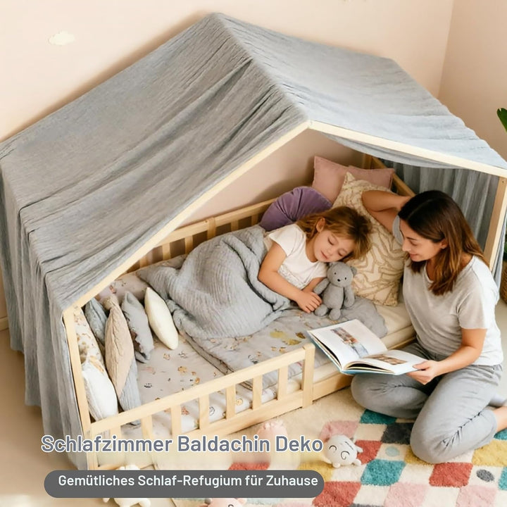 Baldachin aus 100% Baumwolle für Kinderzimmer Betthimmel für Hausbett &amp; Kinderbett Himmelbett Vorhän