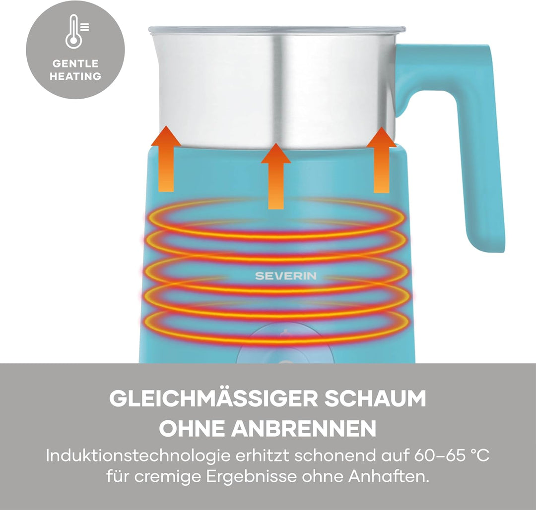 Severin Induktions-Milchaufschäumer, elektrischer Milchschäumer mit Edelstahlbehälter, kaltes und wa