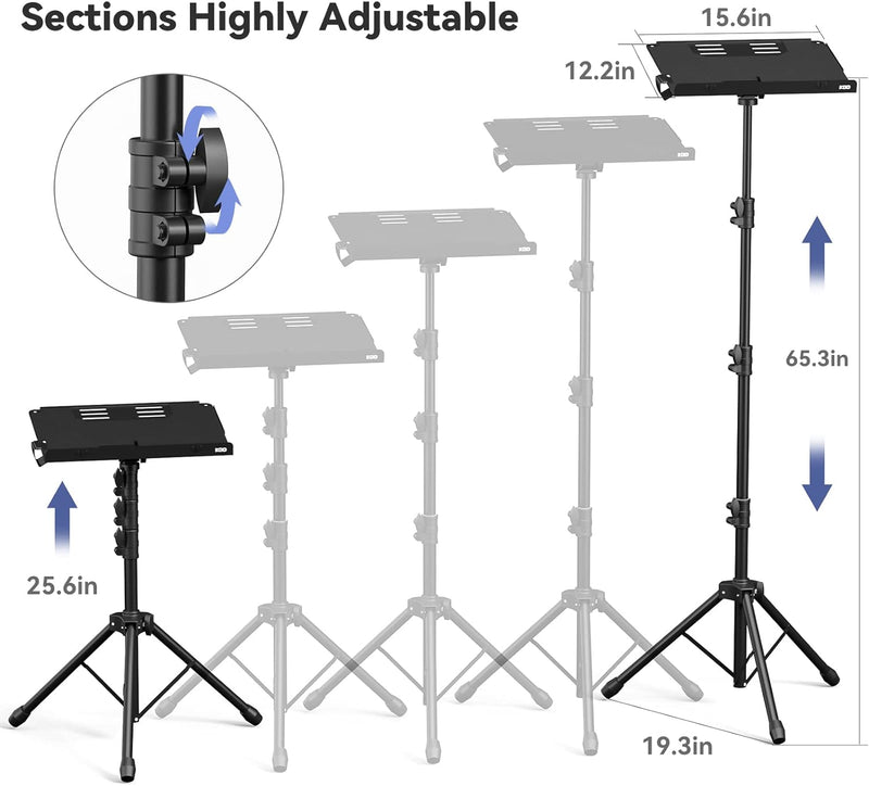 KDD Beamer Ständer - 4 in 1 Notenständer Klappbar Stabil mit Federarm Laptop Bodenständer Tablet Hal