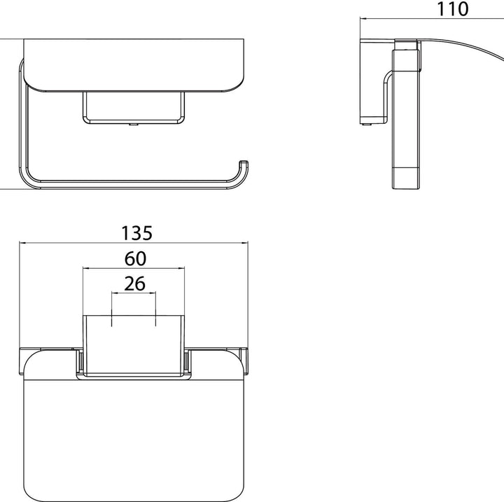 EMCO Cue Papierhalter mit Deckel, markant geformter Toilettenpapierhalter zur Wandmontage, hochwerti