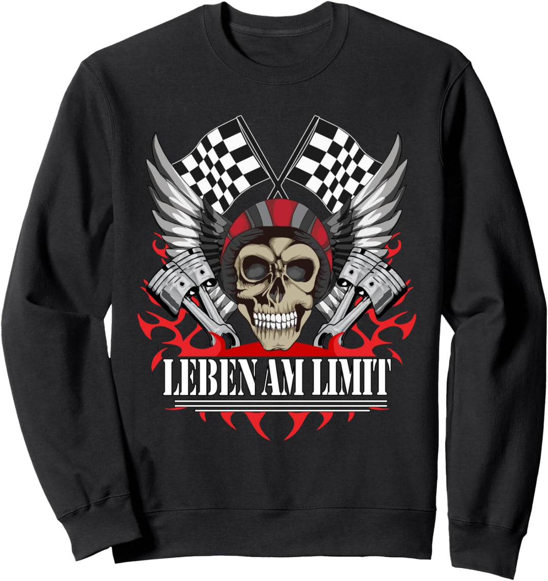 Totenkopf Motorrad Leben am Limit Herren Bike Tuning Chopper Sweatshirt