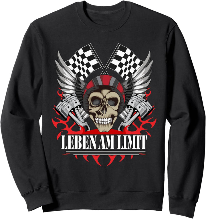 Totenkopf Motorrad Leben am Limit Herren Bike Tuning Chopper Sweatshirt