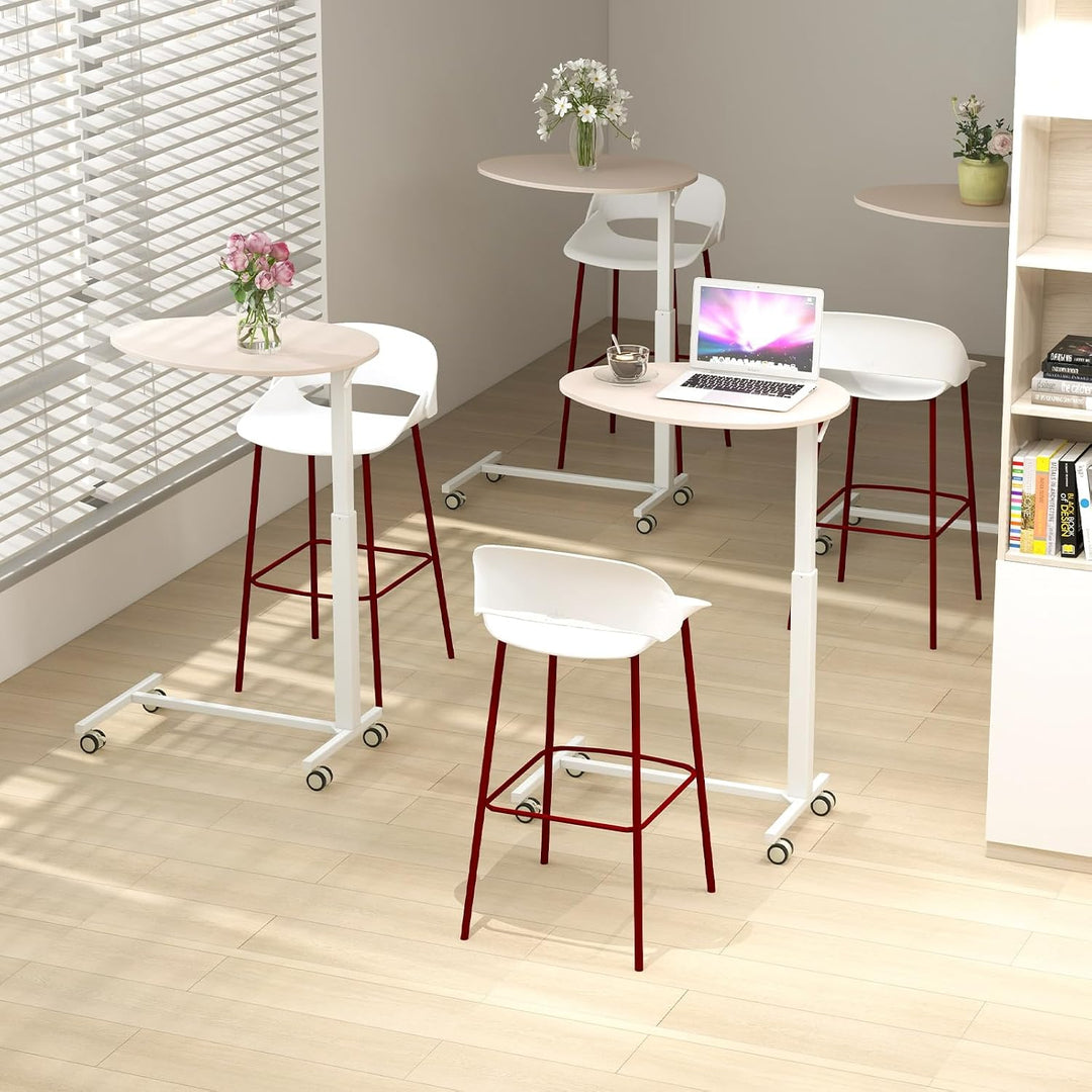 COSTWAY Beistelltisch höhenverstellbar, Laptoptisch mit Rollen 74–108 cm, mobiler Schreibtisch Sofat