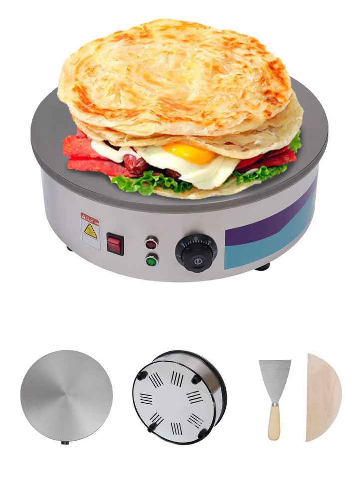ACROSSPART Crêpes Maker Elektrisch mit 45cm Platte 2800W Creperie Temperaturen zwischen 150-280 Crep
