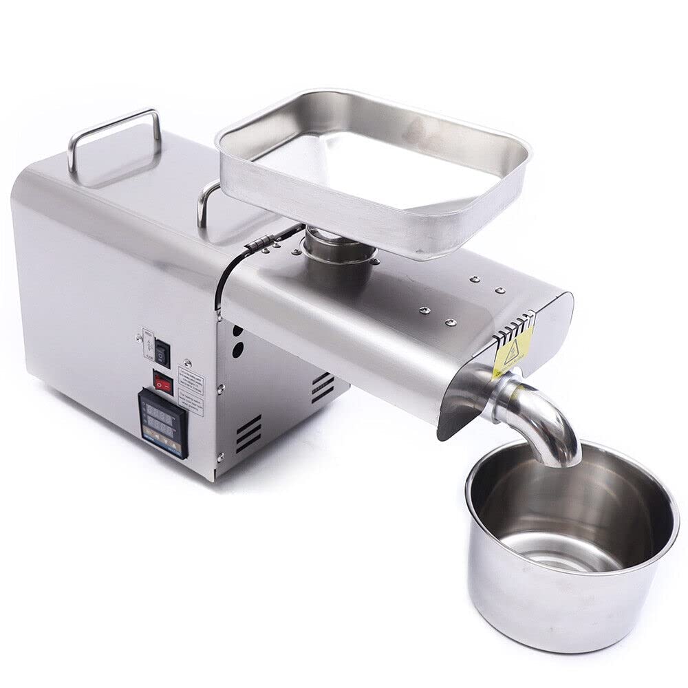 SHZICMY Edelstahl Ölpresse, 750W, 7kg/h, Walnuss, Erdnuss, Sojabohnen, Sonnenblumenkerne, Sesam, Tee