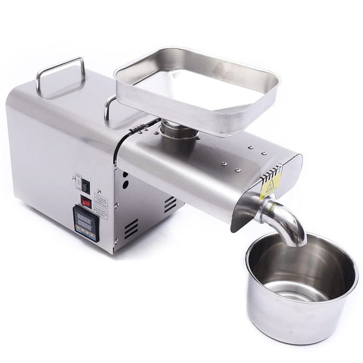 SHZICMY Edelstahl Ölpresse, 750W, 7kg/h, Walnuss, Erdnuss, Sojabohnen, Sonnenblumenkerne, Sesam, Tee