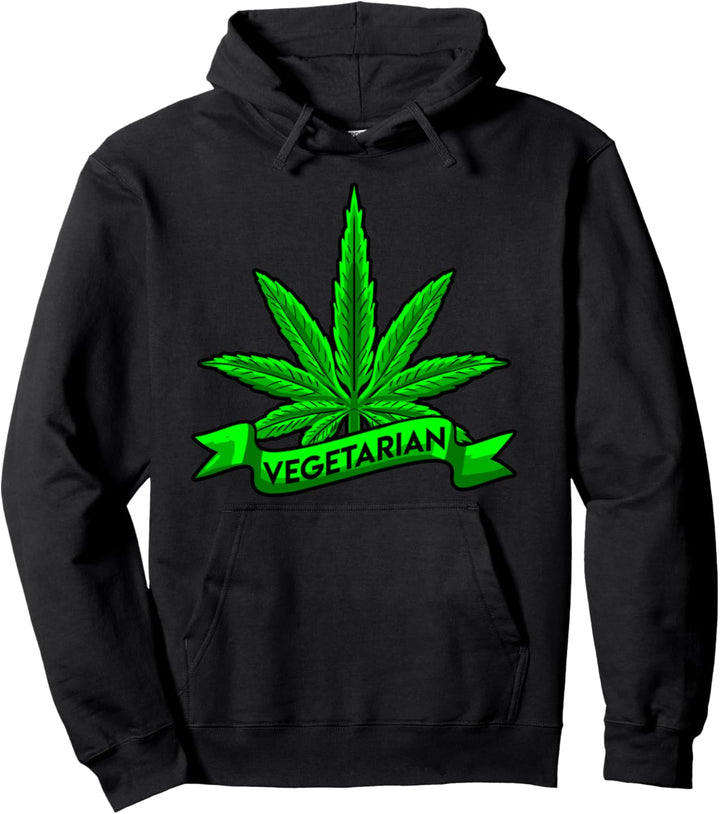 Vegetarian Marijuana Leaf Funny Stoner 420 Pot Lover Gift Pullover Hoodie